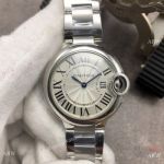 Swiss Quartz Cartier Ballon Bleu De 33mm Silver Dial Watch V6 Factory Replica